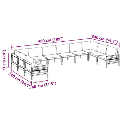 vidaXL Garden Sofa Set with Cushion 10 pcs Black Steel