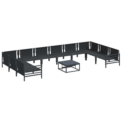 vidaXL Garden Sofa Set with Cushion 11 pcs Black Steel