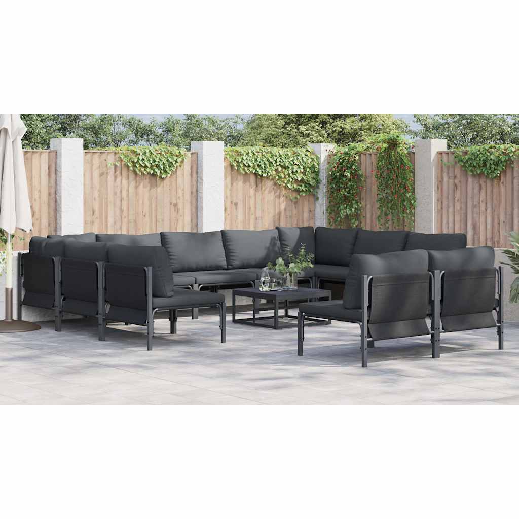 vidaXL Garden Sofa Set 11 pcs Anthracite Steel