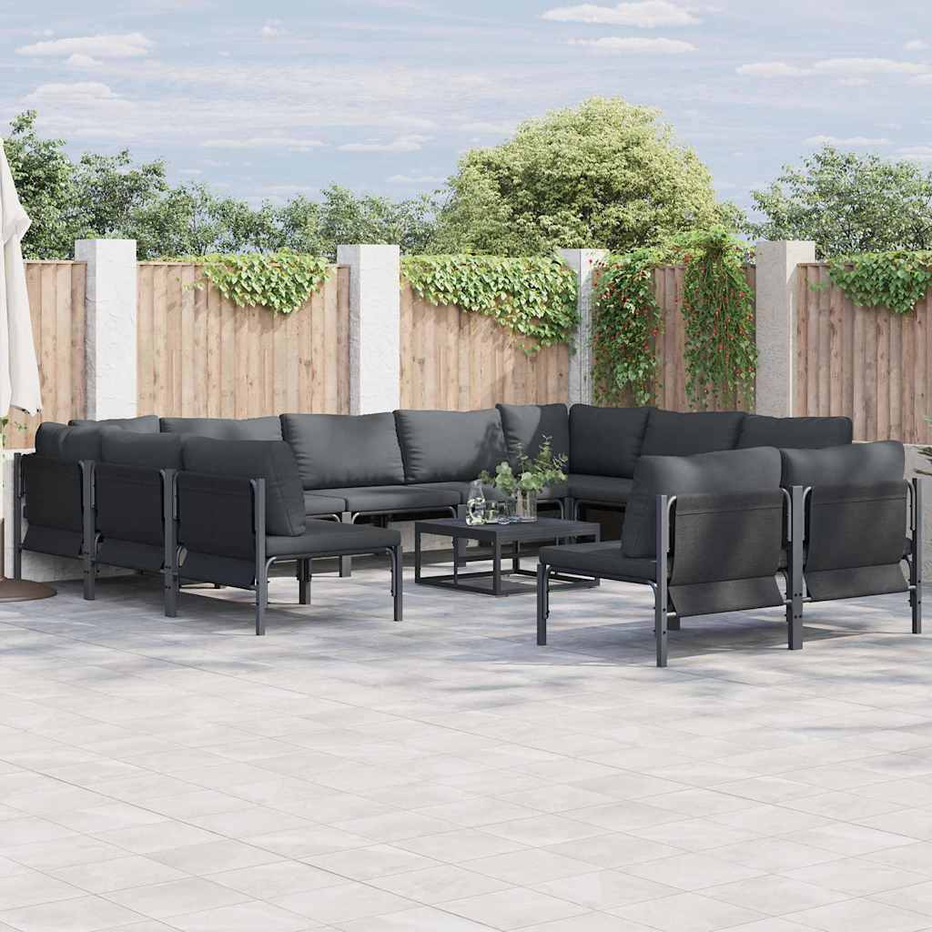 vidaXL Garden Sofa Set 11 pcs Anthracite Steel