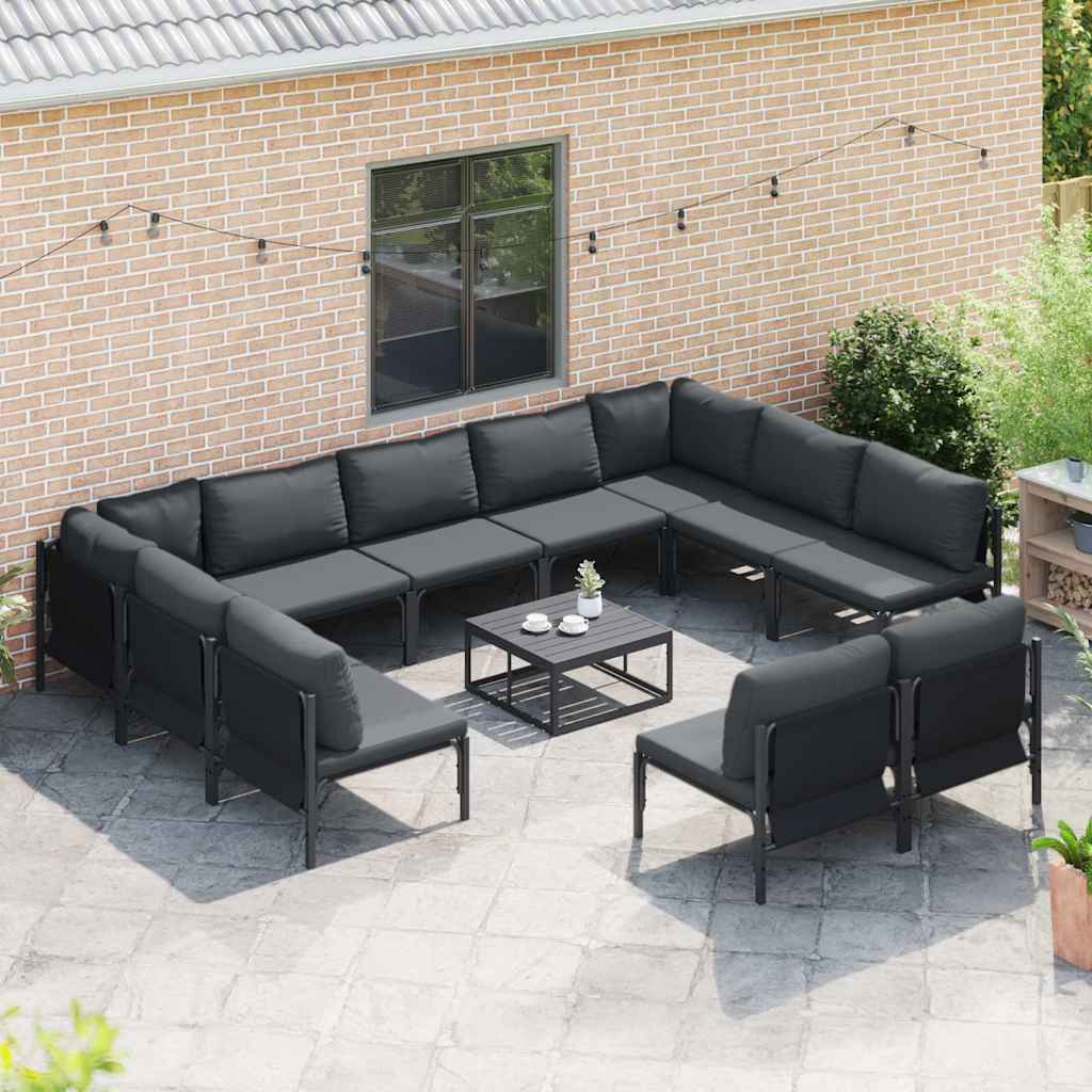 vidaXL Garden Sofa Set 11 pcs Anthracite Steel