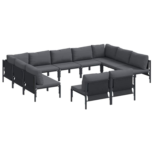 vidaXL Garden Sofa Set 11 pcs Anthracite Steel