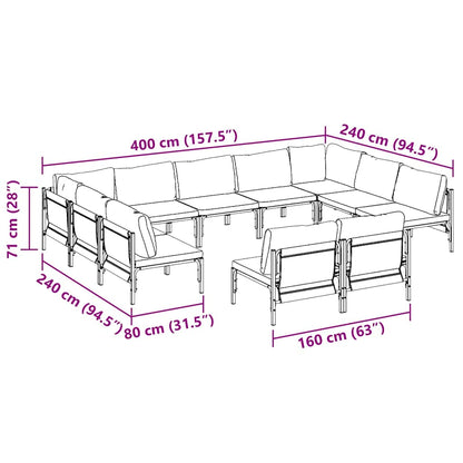 vidaXL Garden Sofa Set 11 pcs Anthracite Steel