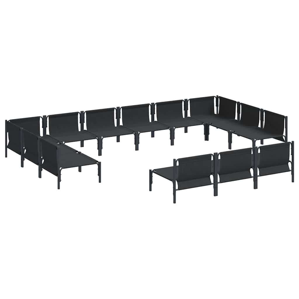 vidaXL Garden Sofa Set with Cushion 13 pcs Black Steel