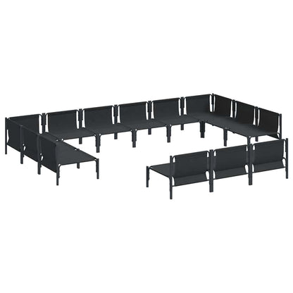 vidaXL Garden Sofa Set with Cushion 13 pcs Black Steel