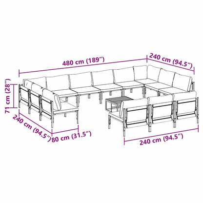 vidaXL Garden Sofa Set 14 pcs Anthracite Steel
