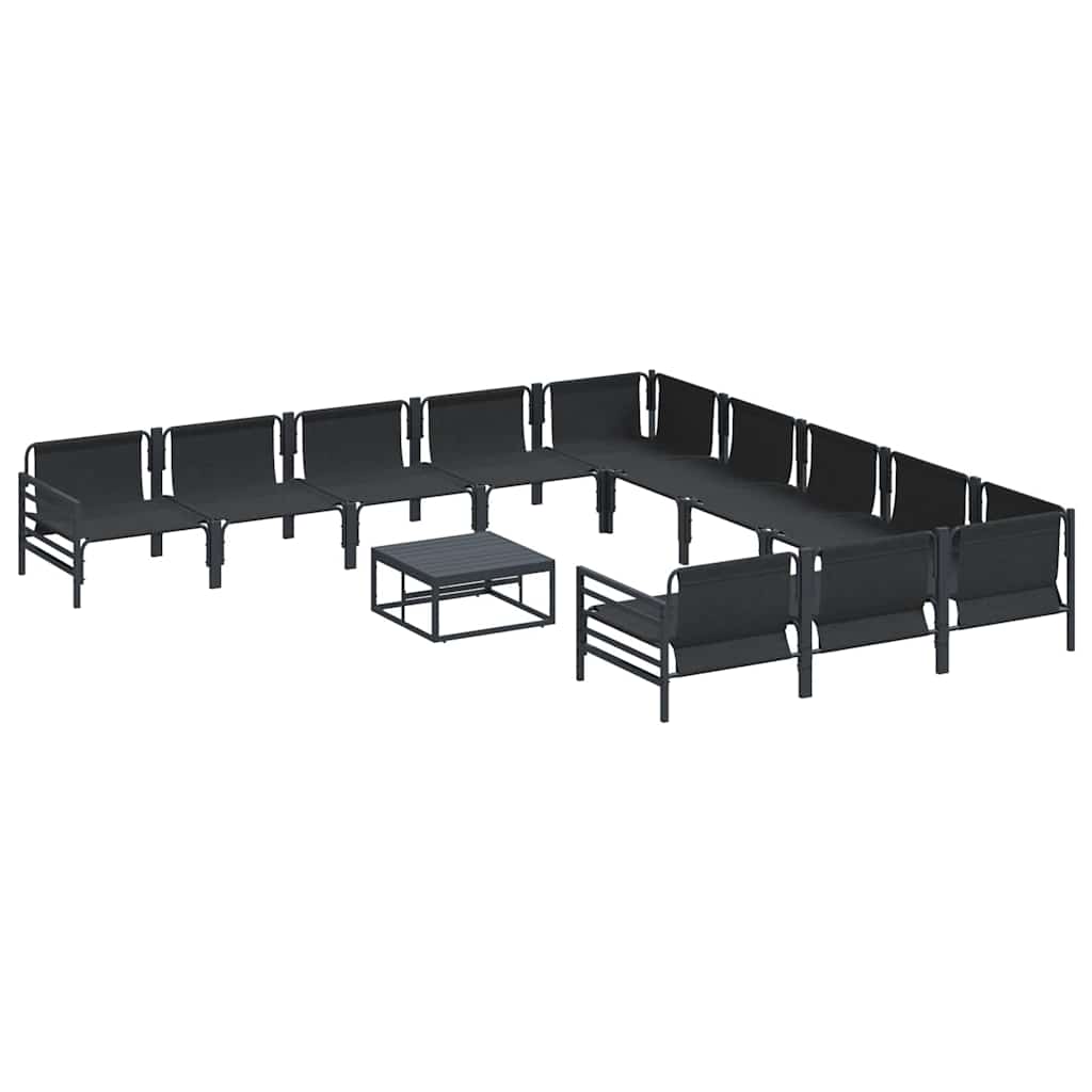 vidaXL Garden Sofa Set with Cushion 12 pcs Black Steel