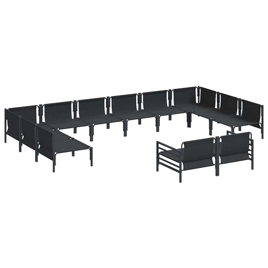 vidaXL Garden Sofa Set with Cushion 12 pcs Black Steel