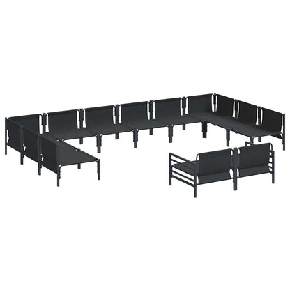 vidaXL Garden Sofa Set with Cushion 12 pcs Black Steel