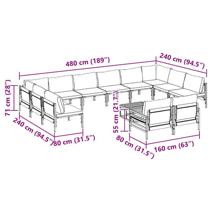 vidaXL Garden Sofa Set 13 pcs Anthracite Steel