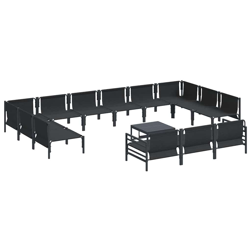 vidaXL Garden Sofa Set with Cushion 14 pcs Black Steel