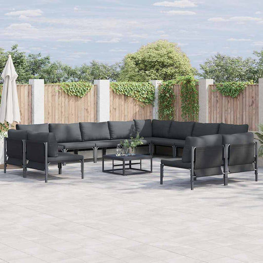 vidaXL Garden Sofa Set 13 pcs Anthracite Steel