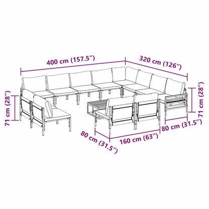 vidaXL Garden Sofa Set 13 pcs Anthracite Steel