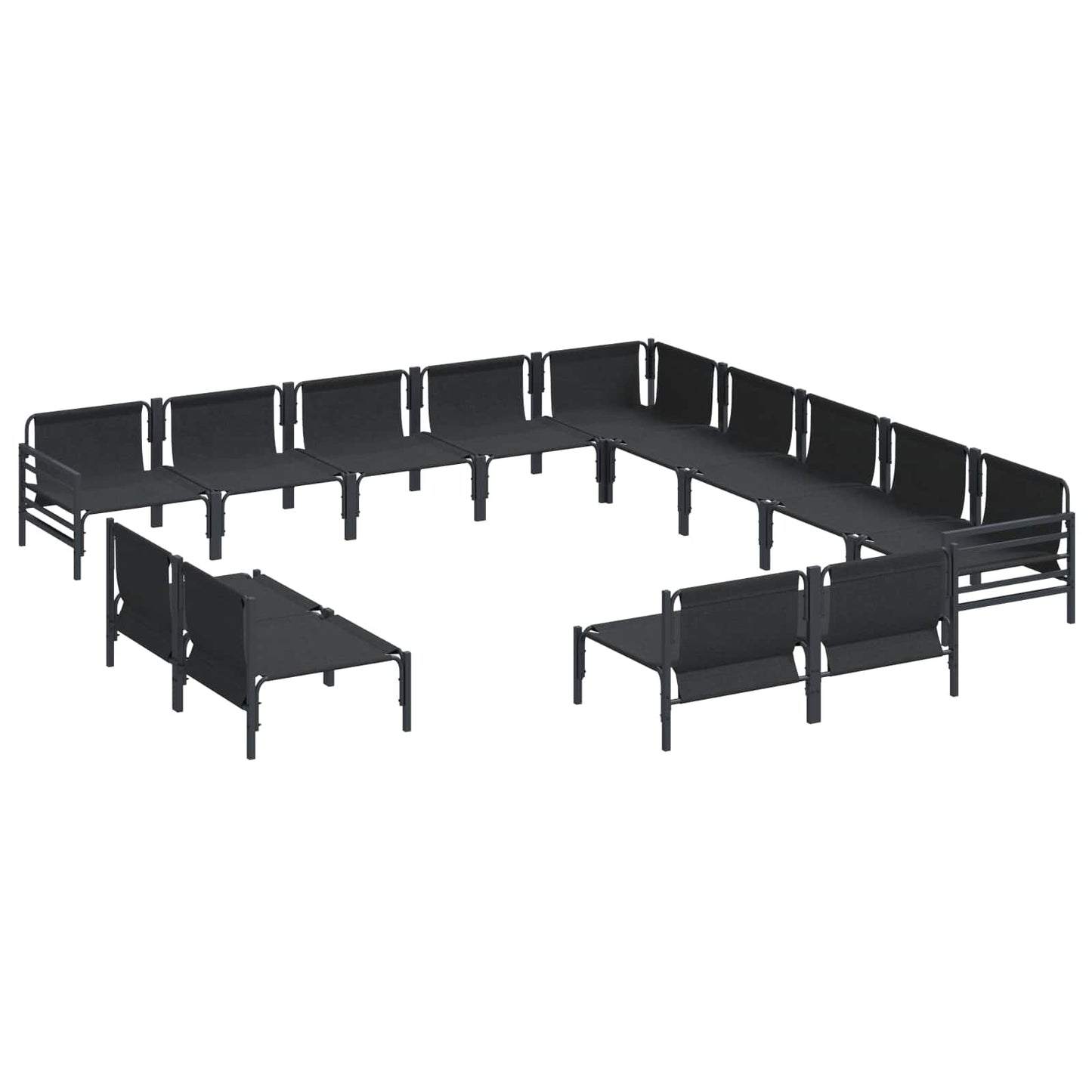 vidaXL Garden Sofa Set with Cushion 13 pcs Black Steel