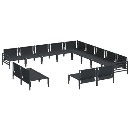 vidaXL Garden Sofa Set with Cushion 13 pcs Black Steel