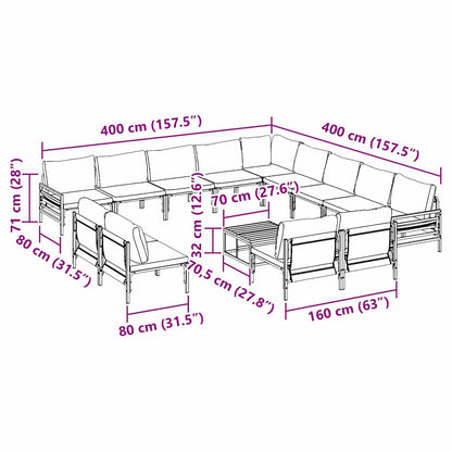vidaXL Garden Sofa Set 14 pcs Anthracite Steel