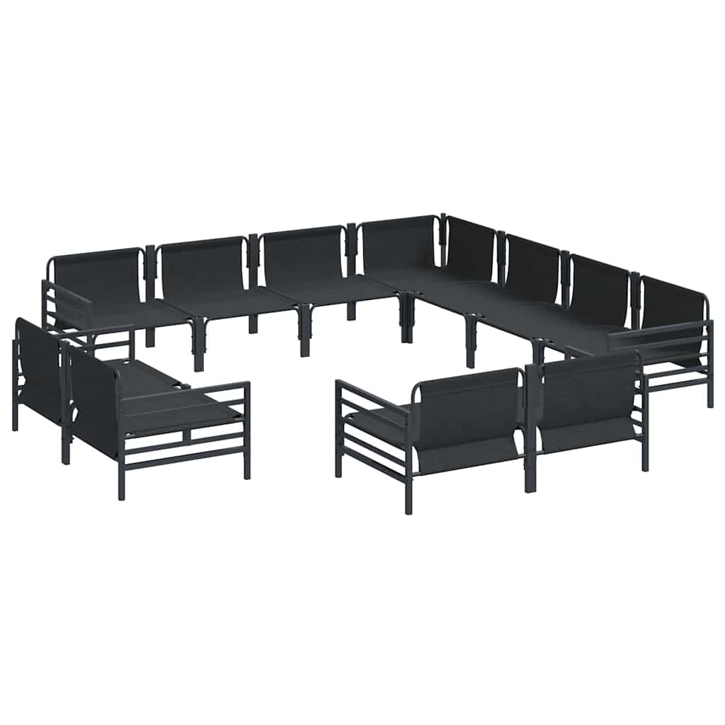 vidaXL Garden Sofa Set with Cushion 11 pcs Black Steel
