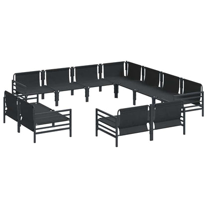 vidaXL Garden Sofa Set with Cushion 11 pcs Black Steel