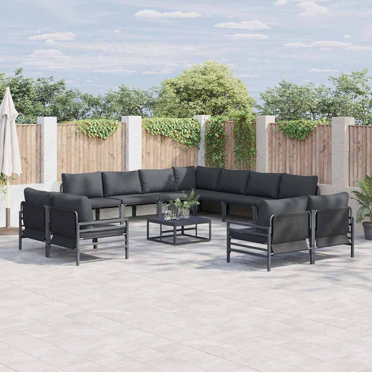 vidaXL Garden Sofa Set 12 pcs Anthracite Steel