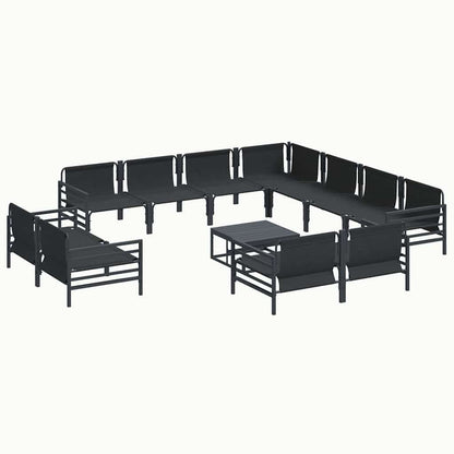vidaXL Garden Sofa Set with Cushion 12 pcs Black Steel