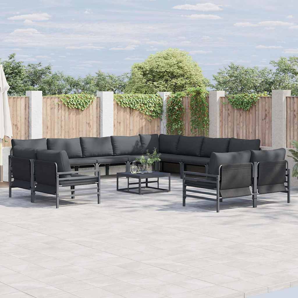 vidaXL Garden Sofa Set 12 pcs Anthracite Steel
