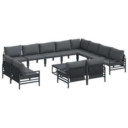 vidaXL Garden Sofa Set with Cushion 13 pcs Black Steel