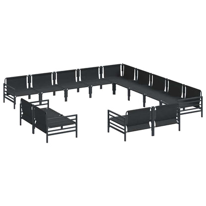 vidaXL Garden Sofa Set with Cushion 13 pcs Black Steel