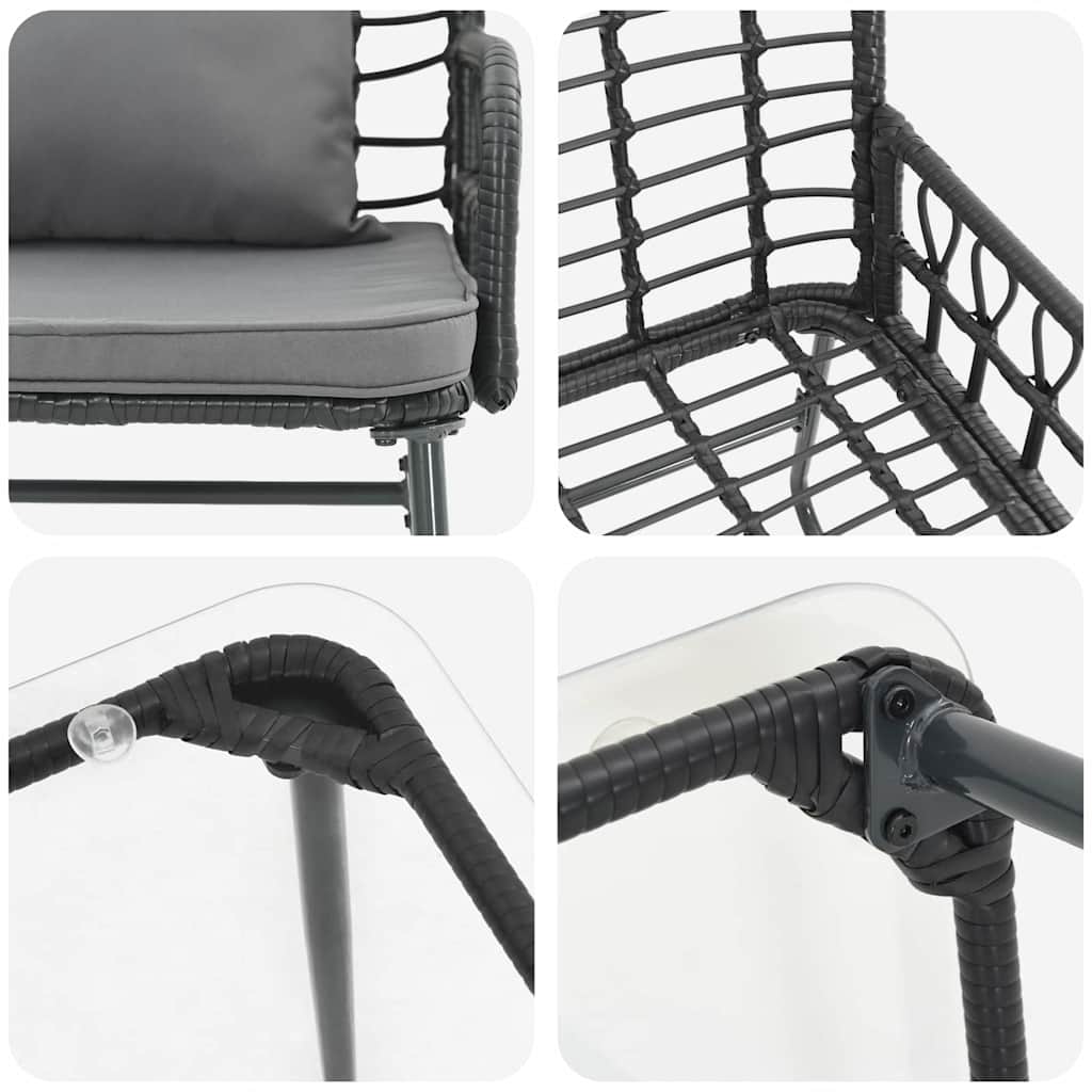 vidaXL Garden Furniture Set 4 pcs Black and Anthracite Poly Rattan