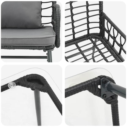 vidaXL Garden Furniture Set 4 pcs Black and Anthracite Poly Rattan