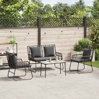 vidaXL Garden Furniture Set 4 pcs Black and Anthracite Poly Rattan