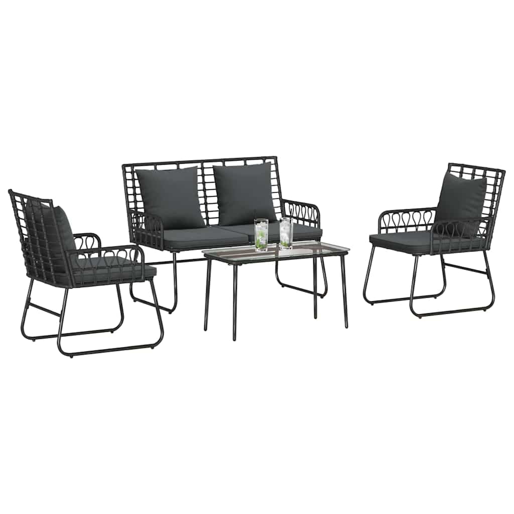 vidaXL Garden Furniture Set 4 pcs Black and Anthracite Poly Rattan