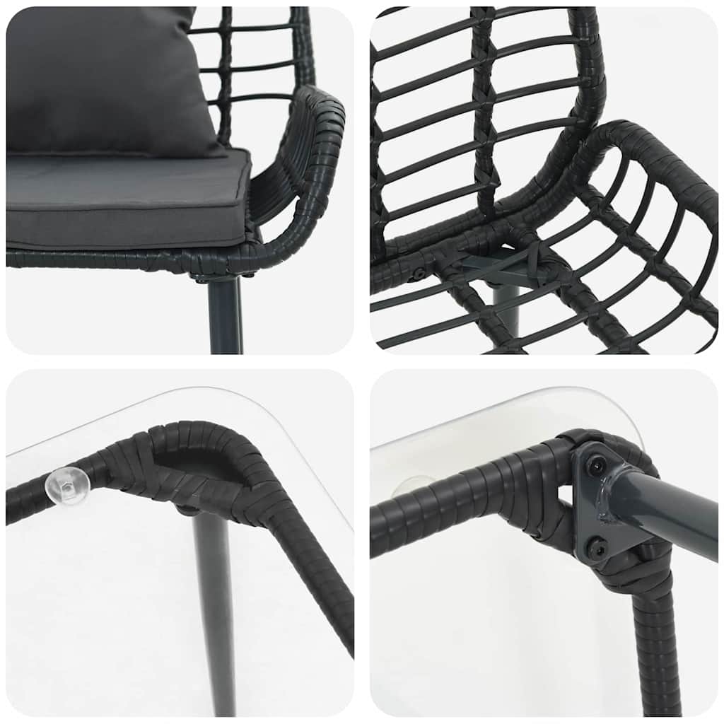 vidaXL Garden Furniture Set 4 pcs Black and Cream Poly Rattan