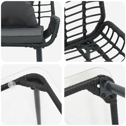 vidaXL Garden Furniture Set 4 pcs Black and Cream Poly Rattan