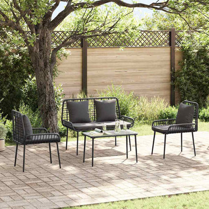vidaXL Garden Furniture Set 4 pcs Black and Cream Poly Rattan