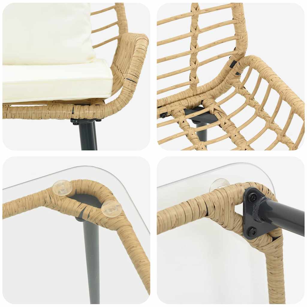 vidaXL Garden Furniture Set 4 pcs Black and Cream Poly Rattan