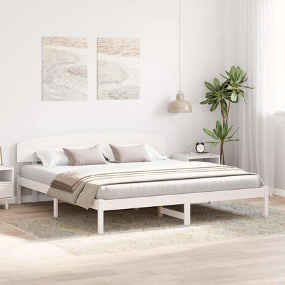vidaXL Bed Frame with Headboard White 200 x 200 cm Solid Pine Wood