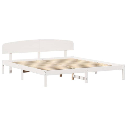 vidaXL Bed Frame with Headboard White 200 x 200 cm Solid Pine Wood