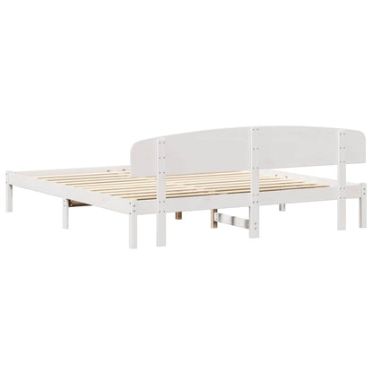 vidaXL Bed Frame with Headboard White 200 x 200 cm Solid Pine Wood