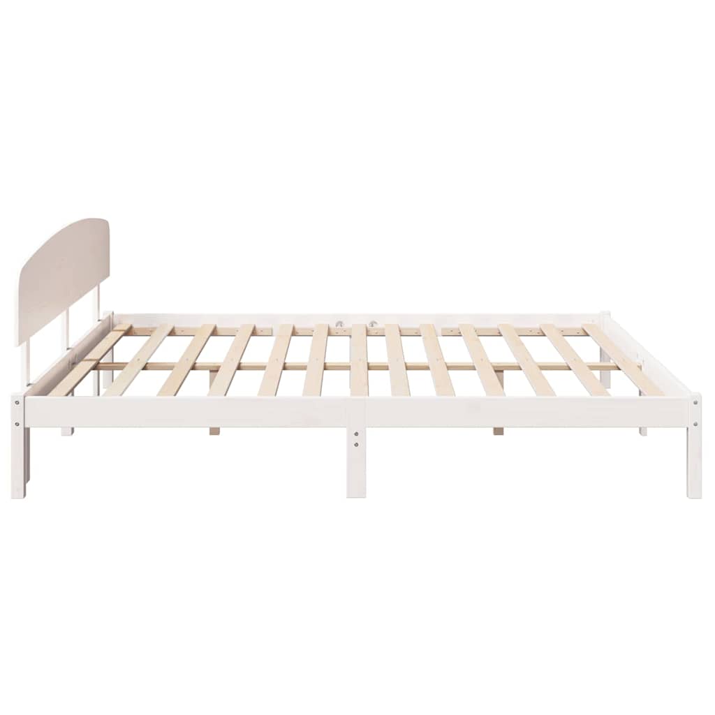 vidaXL Bed Frame with Headboard White 200 x 200 cm Solid Pine Wood