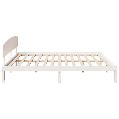 vidaXL Bed Frame with Headboard White 200 x 200 cm Solid Pine Wood