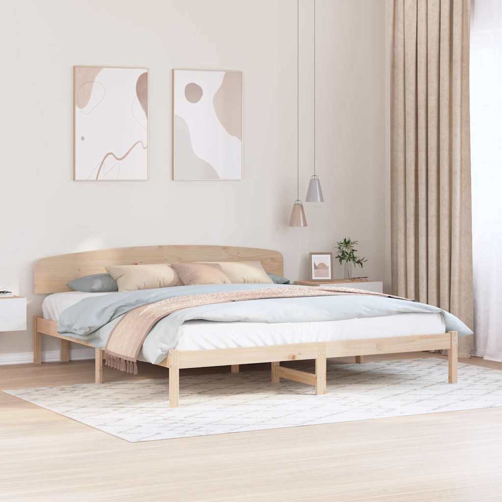 vidaXL Bed Frame with Headboard Natural 180 x 200 cm Solid Pine Wood