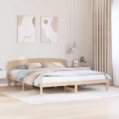 vidaXL Bed Frame with Headboard Natural 180 x 200 cm Solid Pine Wood