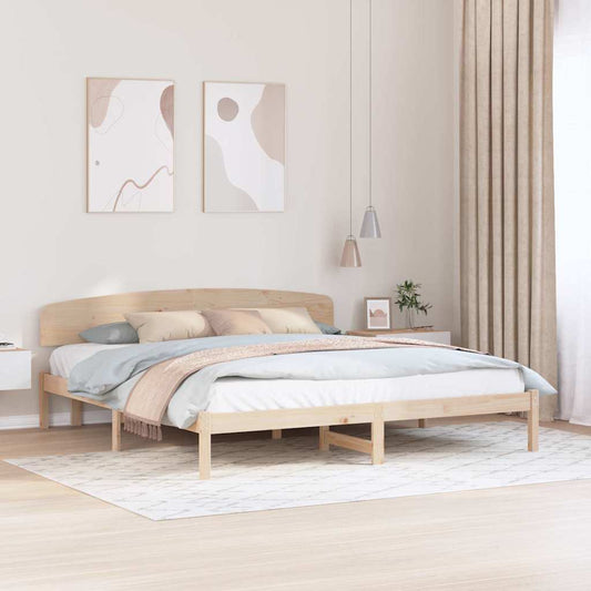 vidaXL Bed Frame with Headboard Natural 180 x 200 cm Solid Pine Wood