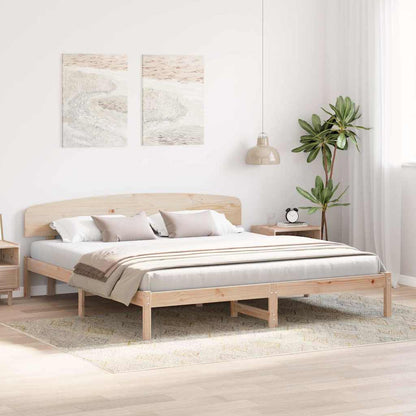 vidaXL Bed Frame with Headboard Natural 180 x 200 cm Solid Pine Wood