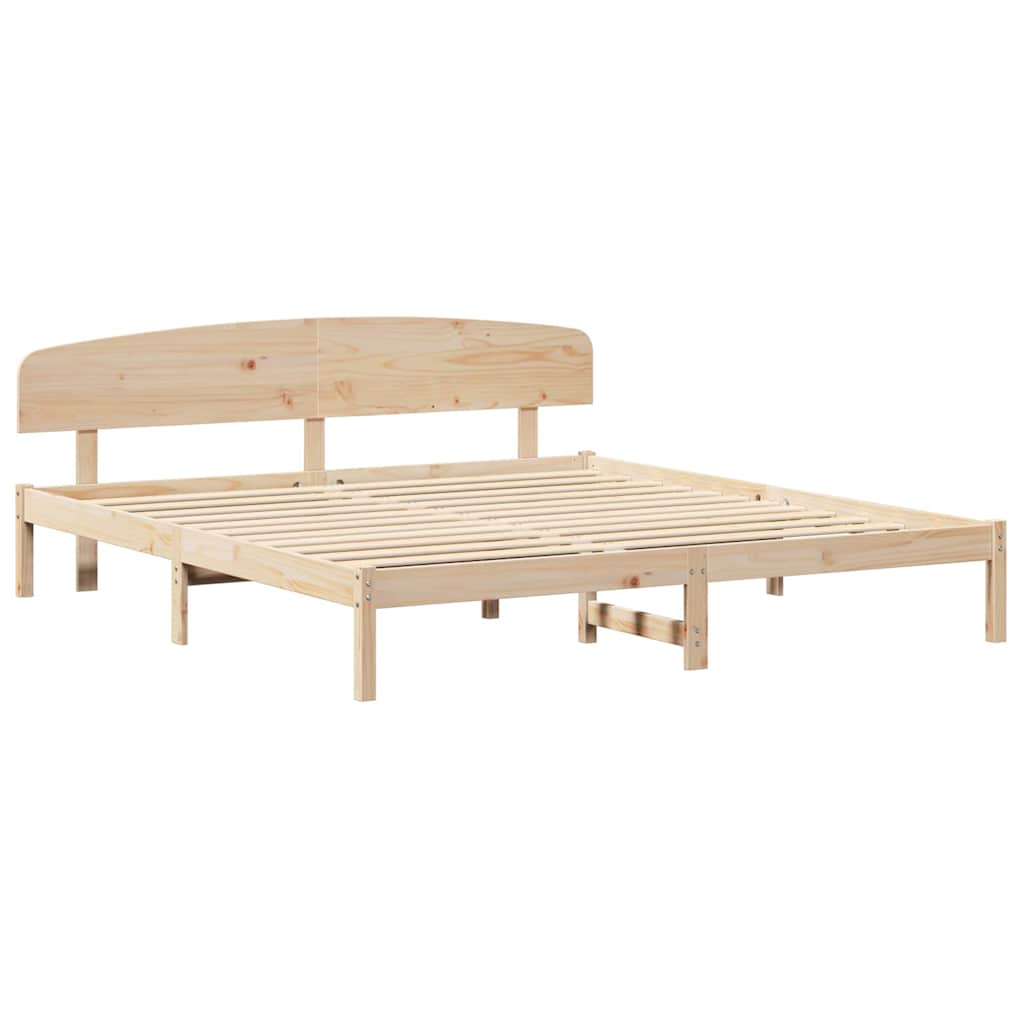 vidaXL Bed Frame with Headboard Natural 180 x 200 cm Solid Pine Wood