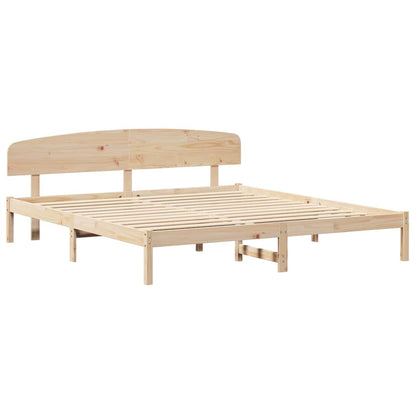 vidaXL Bed Frame with Headboard Natural 180 x 200 cm Solid Pine Wood