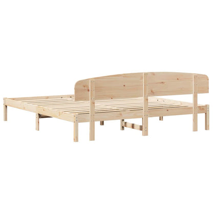 vidaXL Bed Frame with Headboard Natural 180 x 200 cm Solid Pine Wood
