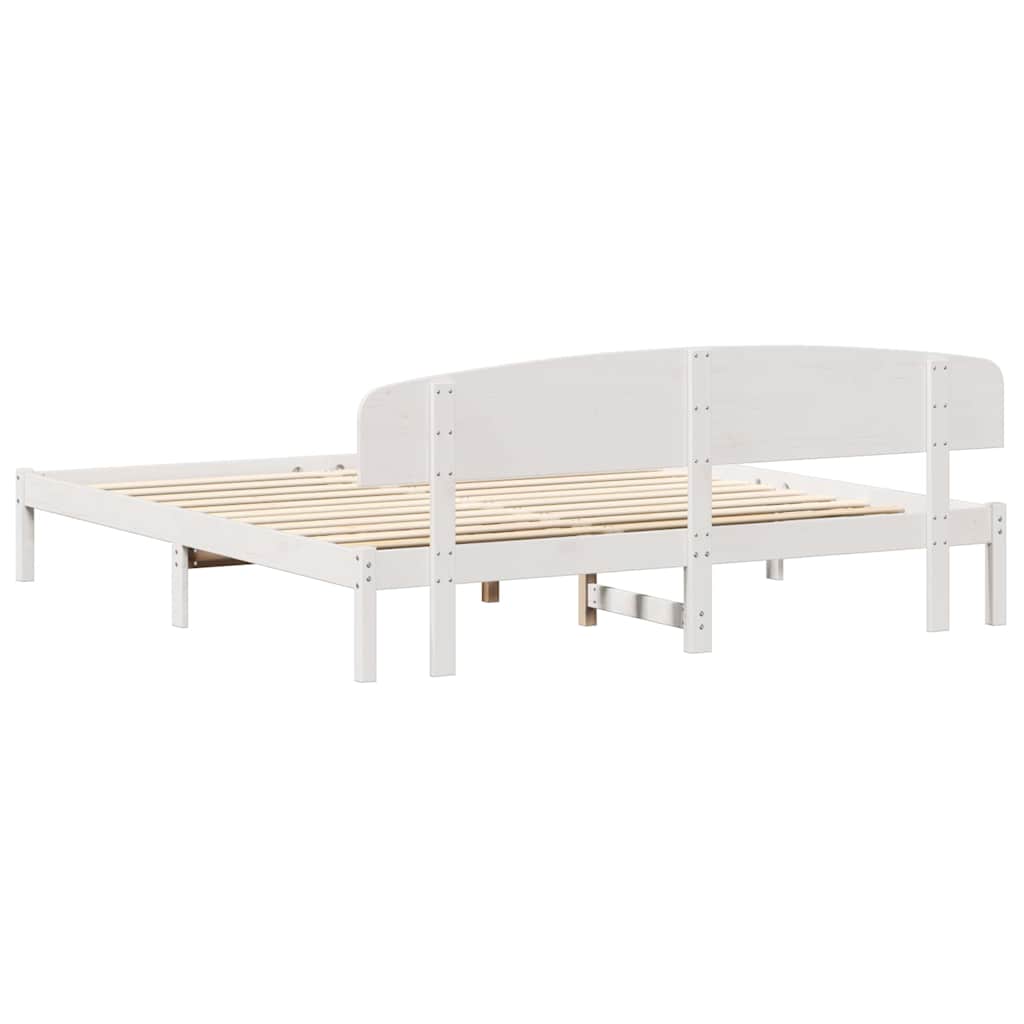 vidaXL Bed Frame with Headboard White 180 x 200 cm Solid Pine Wood