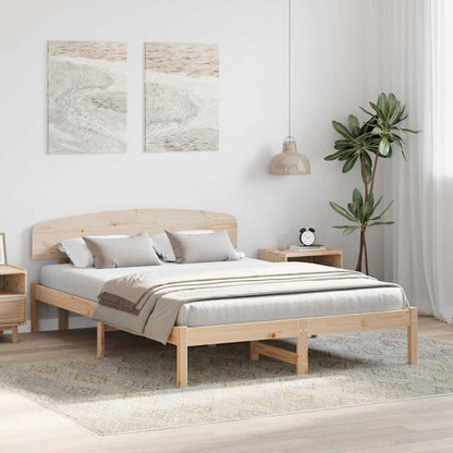 vidaXL Bed Frame with Headboard Natural 160 x 200 cm Solid Pine Wood