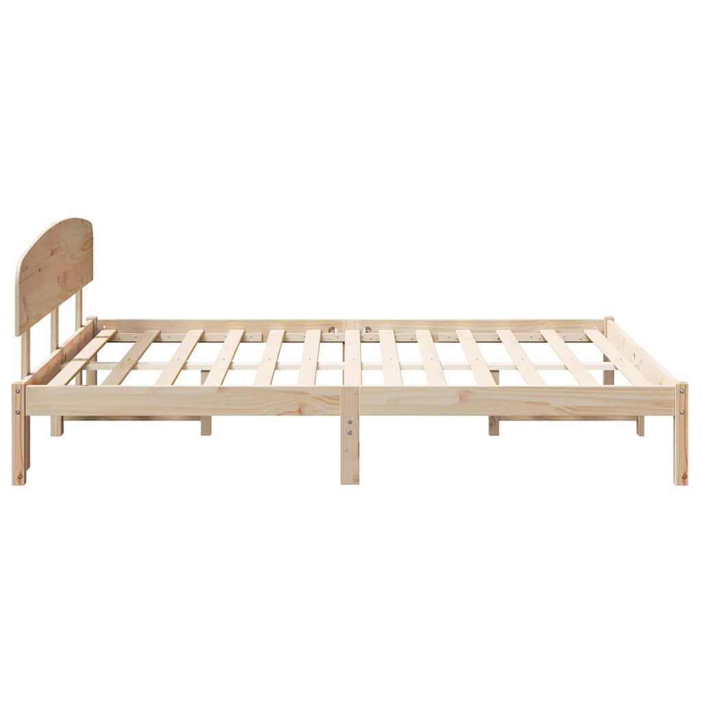 vidaXL Bed Frame with Headboard Natural 160 x 200 cm Solid Pine Wood